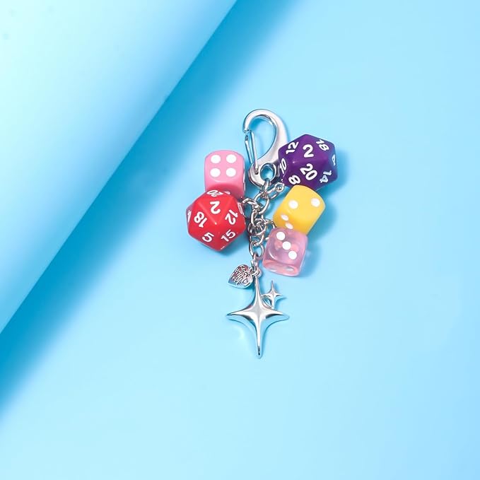Lucky Dice Cherry Magic 8 Ball Keychain Billiard Ball Star Cherry Bags Charms Cute Y2k Keychain for Women Men