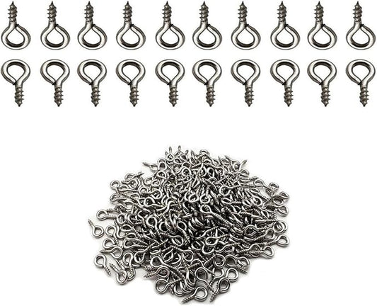 (304) Stainless Steel Small Screw Eye Pins Jewelry Making 5mm x 10mm Eyelet Hooks Screws Ring 300 Pcs Mini Screw Hooks