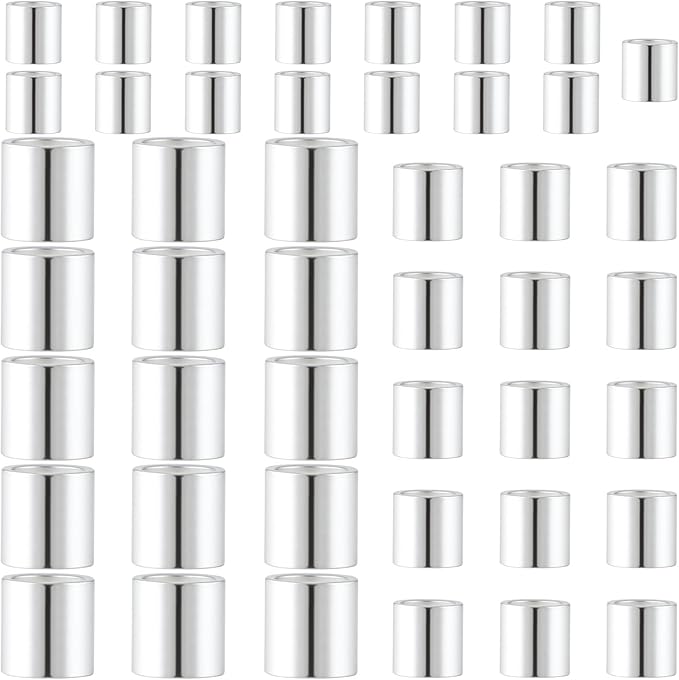 45 Pcs Sterling Silver Crimp Beads, Sterling Silver Beads for Jewelry Making, Tube Loose Beads for DIY Craft, Jewelry Making (3 Sizes)