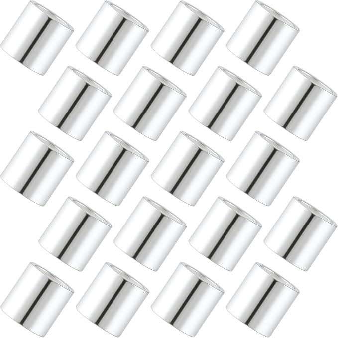 20 Pcs Sterling Silver Crimp Beads, Sterling Silver Beads for Jewelry Making, Tube Loose Beads for DIY Craft, Jewelry Making (1.5mm)