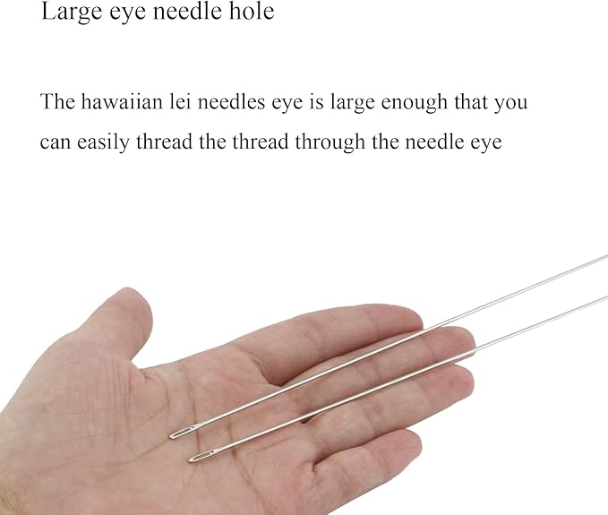 10Pcs Lei Needle for Leis Making, 5.9 Inch Large Eye Sewing Beading Needle for Art Craft Long Lei Needle to Make Hawaiian Flower Lei for Graduation Wedding Birthday Party, Dia 1.2mm, LXLVOUEG