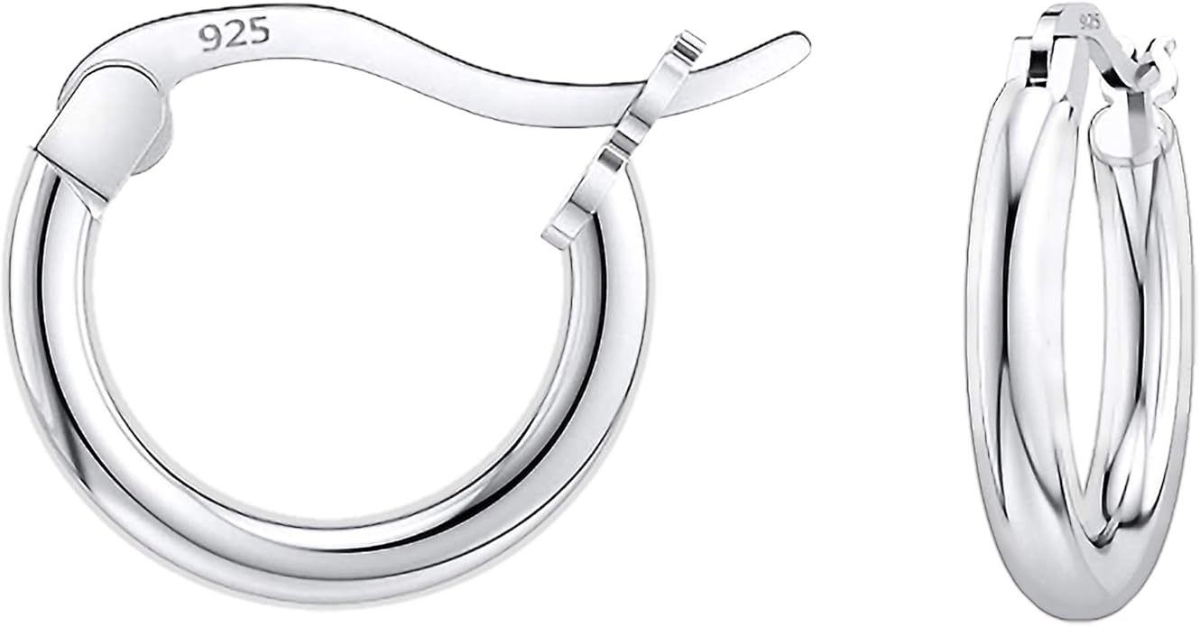 Savlano 925 Sterling silver Round Hoop Earrings for Women & Men Comes in 10MM-25MM
