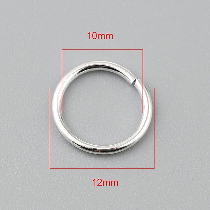 HDSupplies 200 Pieces - 12mm Jump Rings Shiny Silver Tone Plated - 16 Gauge (1.2mm Thickness)