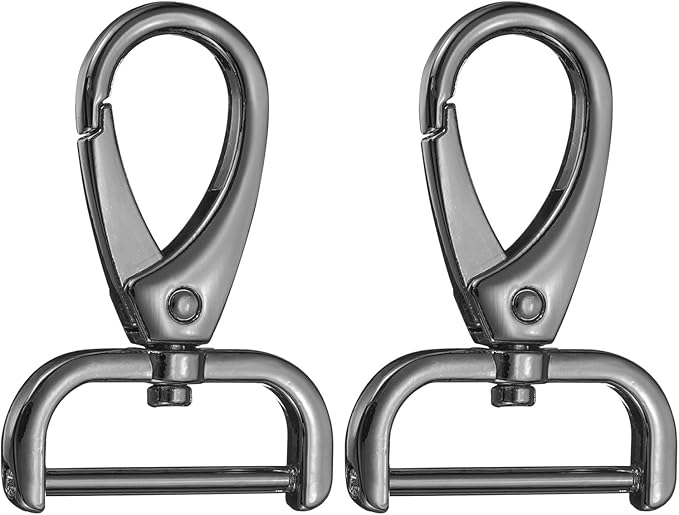 HARFINGTON 2Pcs Detachable Snap Hook Swivel Clasp 1" D Ring with Swivel Lobster Claw Clasps Hook for Purse Strap Keychain Bag DIY Craft, Gunmetal
