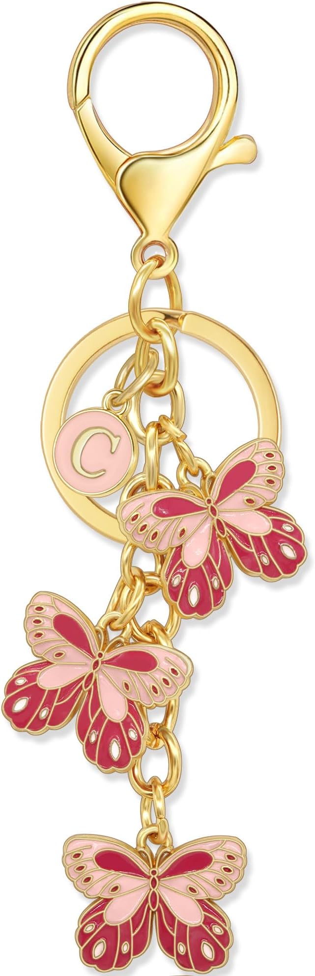 Double-sided Cute Butterfly Initial Letter keychain Butterfly Charms for key Handbag Backpack for Women