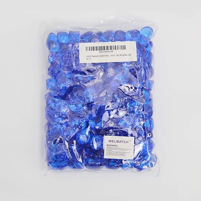 WELMATCH Royal Acrylic Diamond Vase Fillers 1 Pound - 240 pcs 3/4 Inch Wedding Party Event Banquet Birthday Decoration Crystals Gem Table Scatters (Royal, 240 pcs)
