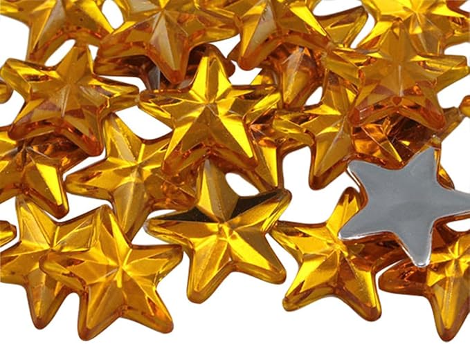 Allstarco Star Rhinestones Embelishments 15mm Flat Back Acrylic Plastic Gems for Jewelry, Crafts, Costumes, Invitations, Cosplay - 35 Pieces (Gold Topaz .TZ)
