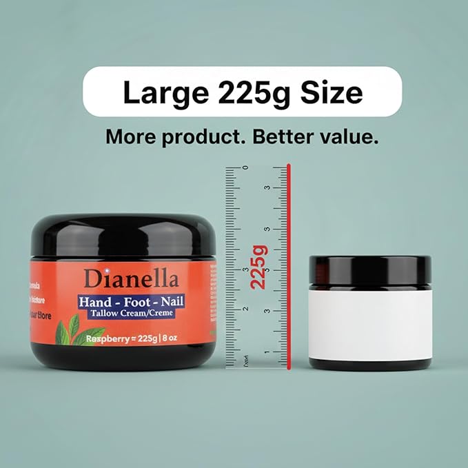 Natural Hand/Foot/Nail Cream. Organic ingredients, moisturizing, and skin nourishing. Raspberry Scent. (8oz)