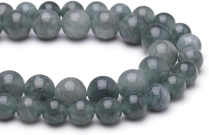 Natural Jade Beads for Jewelry Making,8mm Blue Jadeite Polished Smooth Round Gemstone Beads for Bracelet Necklace 15 Inch