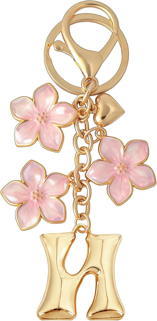 Snycler Bubble Initial Keychain Graceful Flower for bags car remote–A-Z Letter Charms for Women