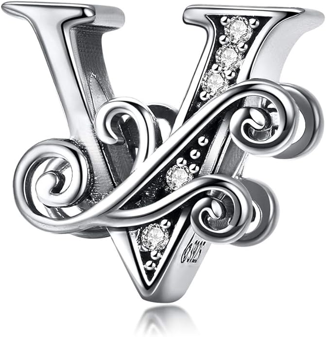 925 Sterling Silver Letter Charms for Pandora Bracelets Alphabet Initial Charms Beads Birthday Christmas Jewelry Gift for Women