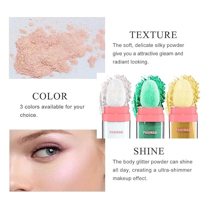 Green Glitter Powder, Sparkling Neon Outfit Party Rave Festival Accessories Body and Face Highlighter Makeup. (04# Green)