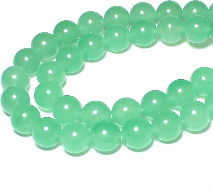 MJDCB Stone Beads 8mm 43pcs Round Mint Green Jade Loose Gemstone Bead Charms for Jewelry Making Bracelet Necklace Earring Pendant