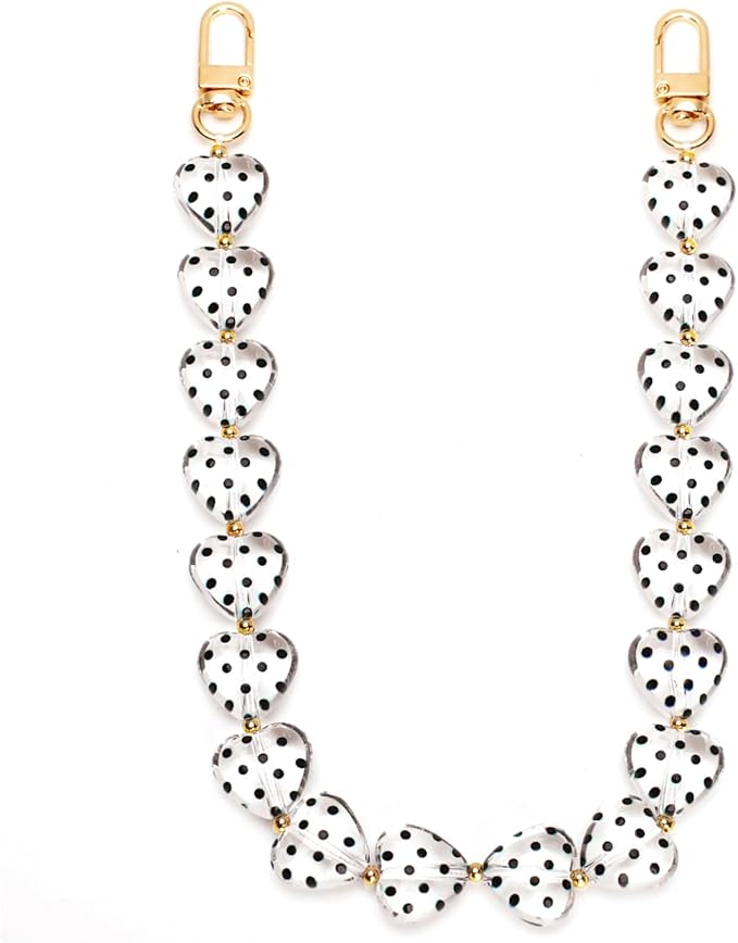 AUMEY Acrylic Heart Bag Chain Purse Charm Versatile handbag Chain Strap Wallet Handle Replacement Handbag Accessory