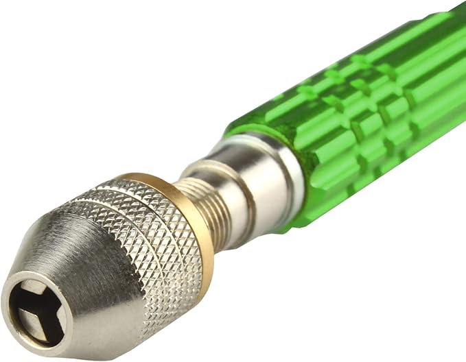 Larcele Precision Pin Vise Hand Drill, Keyless Mini Adaptor Chuck, 3 Jaw Chuck, for Micro Drill Bits 0" to 1/8" SDZKQ-02 (Green)