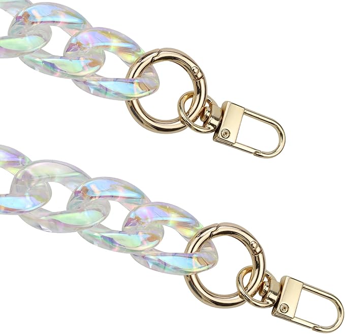 Chunky Acrylic Purse Strap Bag Chain Handle Purse Chain Replacement for Handbag Purse Shoulder Bag (Colorful Transparent,33.5")