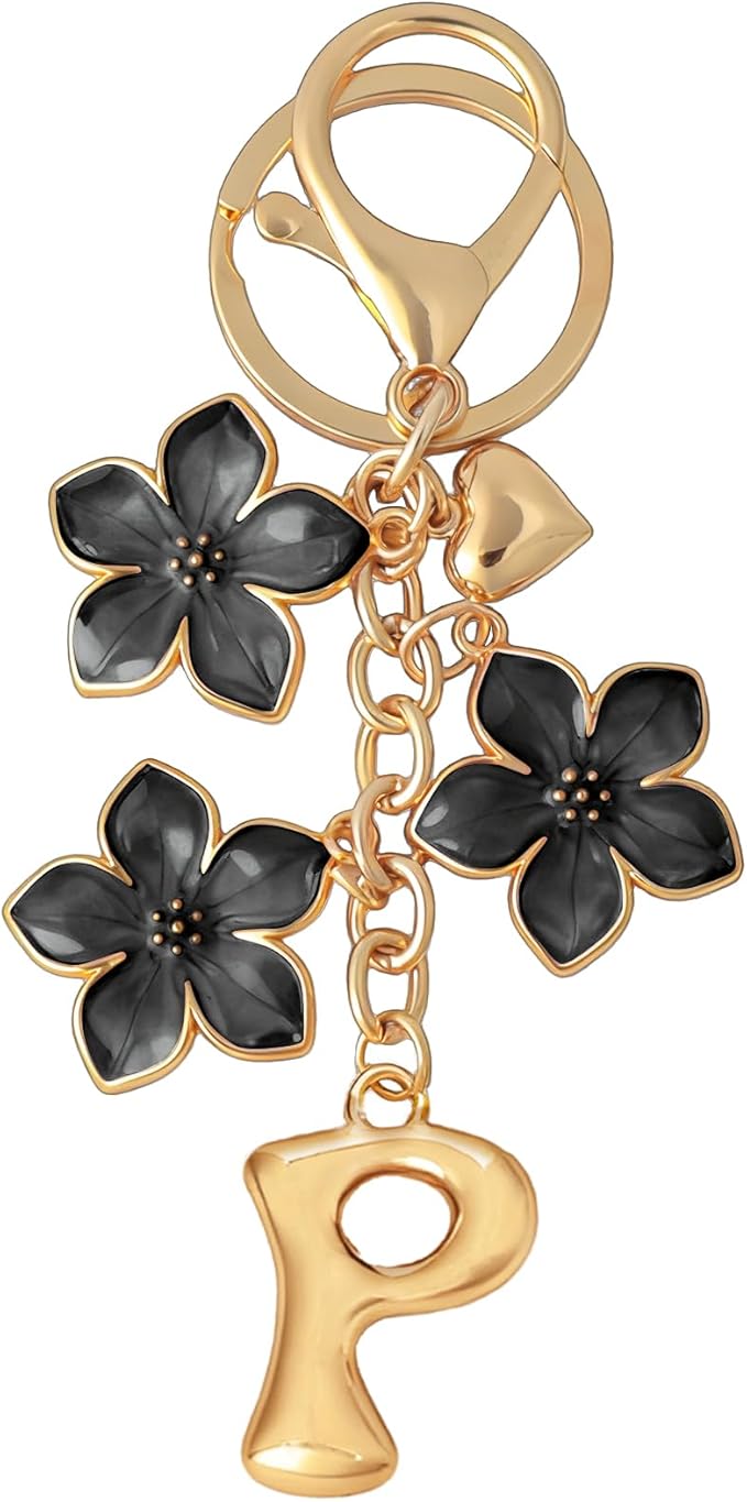 Snycler Bubble Initial Keychain Graceful Flower for bags car remote–A-Z Letter Charms for Women