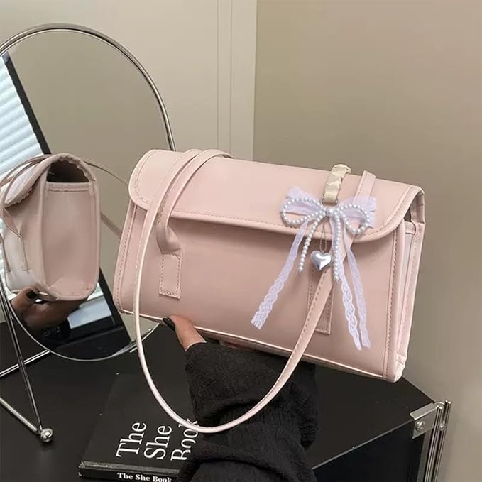 Pearl Bow Keychain Cute Y2k Lace Bowknot Keychain Coquette Aesthetic Accessories Bag Purse Handbag Backpack Charm