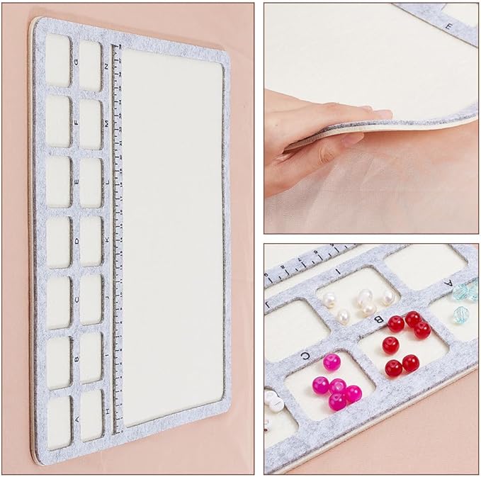 BENECREAT Square Felt Bead Design Boards, Medium Felt Beading Mat with Centimeter Alphabetic Scale Beads Tray Bead Pads for Art Crafts Jewelry Making Beading Supplies, 11.8x11.8inch