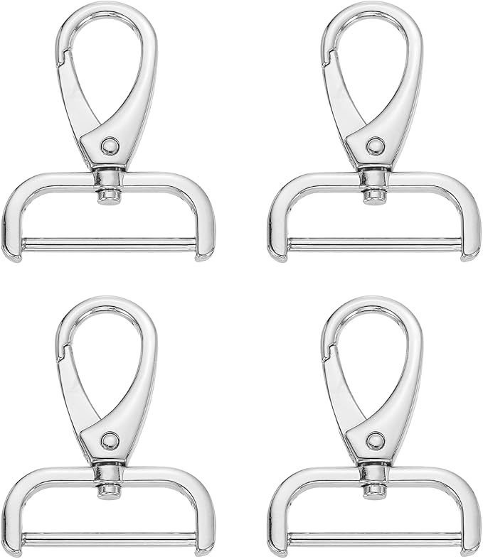 HARFINGTON 4pcs Detachable Snap Hook Swivel Clasp 1 1/4" (32mm) Zinc Alloy Lobster Claw Clasp for Keychain Lanyard Purse DIY Purse Strap, White