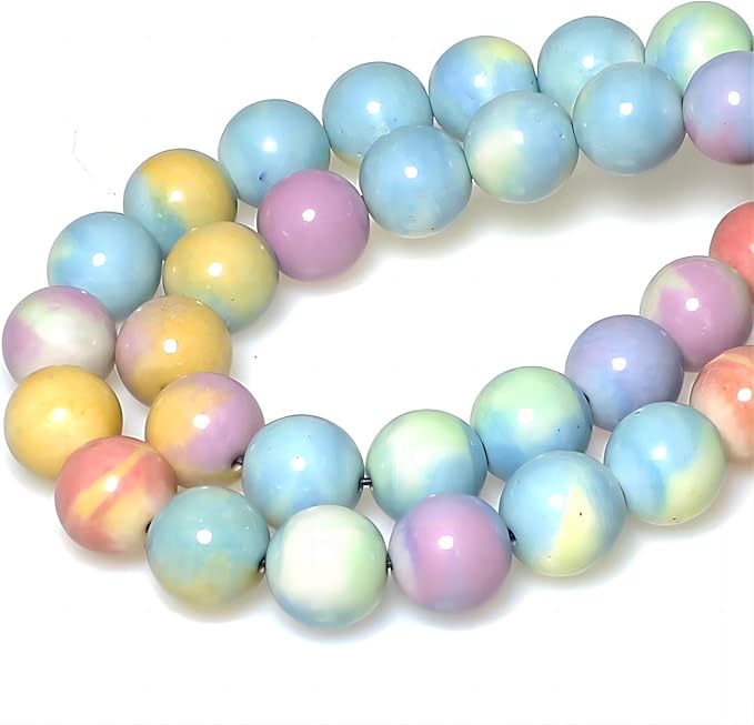 MJDCB Natural Stone Beads 4mm 85pcs Round Rainbow Stone Loose Gemstone Bead Charms for Jewelry Making Bracelet Necklace Earring Pendant