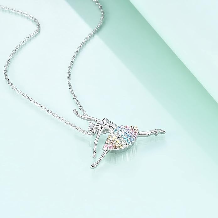 luomart Girls Necklace Ballerina Dance Recital Gifts for Women,Ballet Dancer Pendant Jewelry for Sister Mom Friends