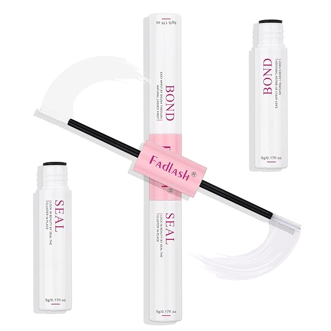 FADLASH Lash Bond and Seal 10ml Individual Lashes Glue and Seal Super Strong Hold DIY Lash Extension Kit Hold 48-72 Hours Waterproof Cluster Lash Glue Eyelash Extension Kit