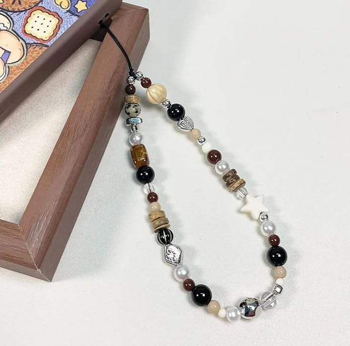 2 Pcs Phone Charm Strap Hand Universal for iPhone Wrist Strap Camera Lanyard Pearl Beaded Cute Chain String Accessories Universal for iPhone 17 Pro Max Samsung Women Girls Phones Bag Keychain