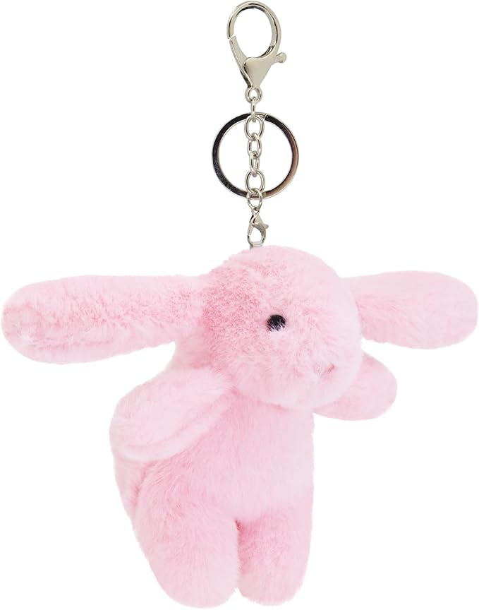 Cute 3.5" Bunny Bag Charm, Fluffy Rabbit Plush Keychain Purse Decoration, Great Gift for Women Girls