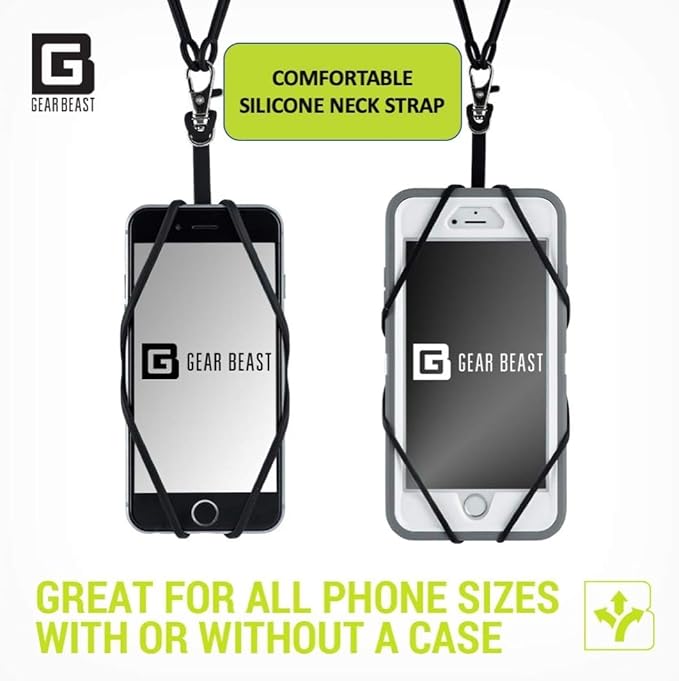 Gear Beast Cell Phone Lanyard - Universal Neck Phone Holder w/Card Pocket and Silicone Neck Strap - Compatible with Most Smartphones, Hot Pink
