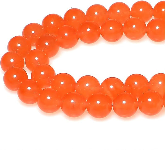MJDCB Stone Beads 4mm 85pcs Round Orange Red Jade Loose Gemstone Bead Charms for Jewelry Making Bracelet Necklace Earring Pendant