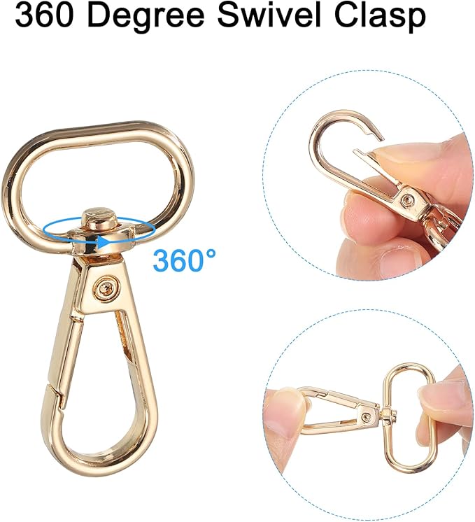 uxcell 12 Pcs Swivel Clasp Hook, 0.79" Purse Snap Clasps Detachable for Bag, Dark Gold