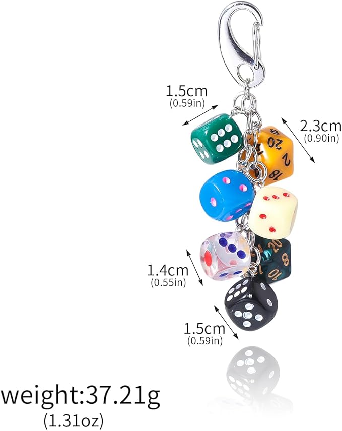 Lucky Dice Cherry Magic 8 Ball Keychain Billiard Ball Star Cherry Bags Charms Cute Y2k Keychain for Women Men