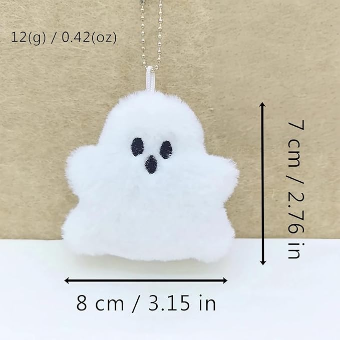 HUIJUFU Halloween Ghost Plush Keychain Cute Purse Bag Backpack Handbag Charms White