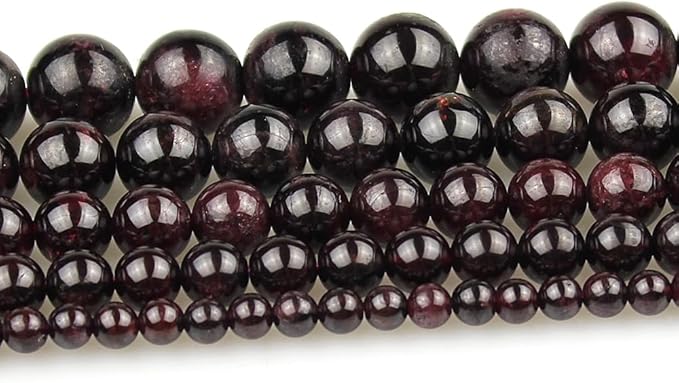 MJDCB Natural Stone Beads Garnet Round Loose Beads for Jewelry Making DIY Bracelet Necklace (10mm)