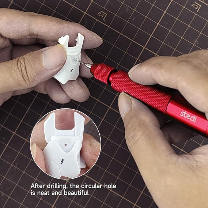 stedi Manual Pin Vise Hand Drill, Model Hobby Making Tools, Ultra-Precision Double Bearings Hand Drill for Gundam, Miniature Military Model, 3D Resin Parts, Red