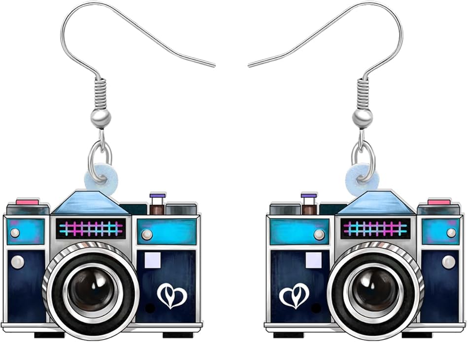 Acrylic Camera Earrings 80s 90s Camcorder Vintage Dangle Lightweight Jewelry Retro Digital Photography For Women Charm Gifts