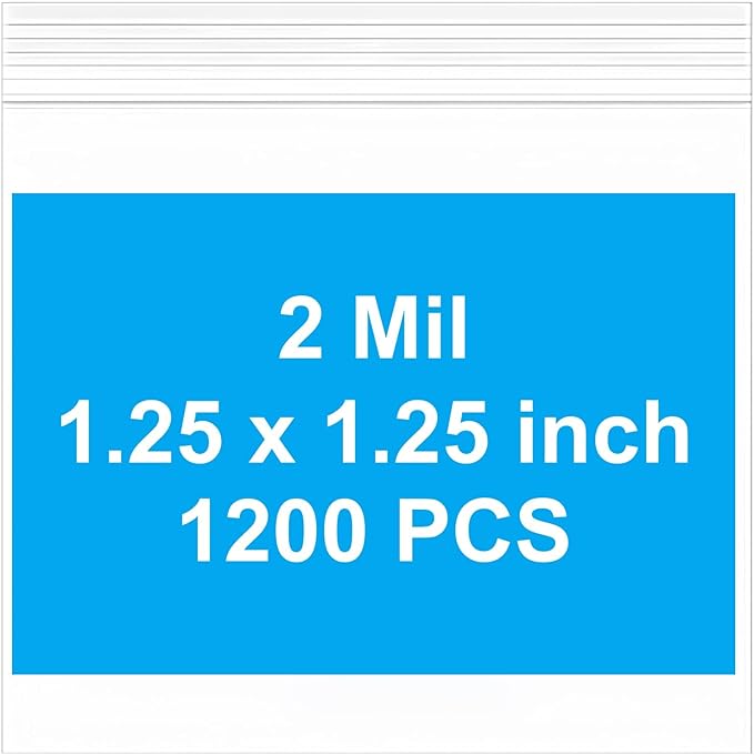 700pcs 1.25 x 1.25 inch Small Plastic Bags, 2 mil Thick, Zip Bag, Mini Clear Jewelry Bags, Baggies with Resealable Zip Bag for Small Business, Daily Vitamin, Jewelry, Candy