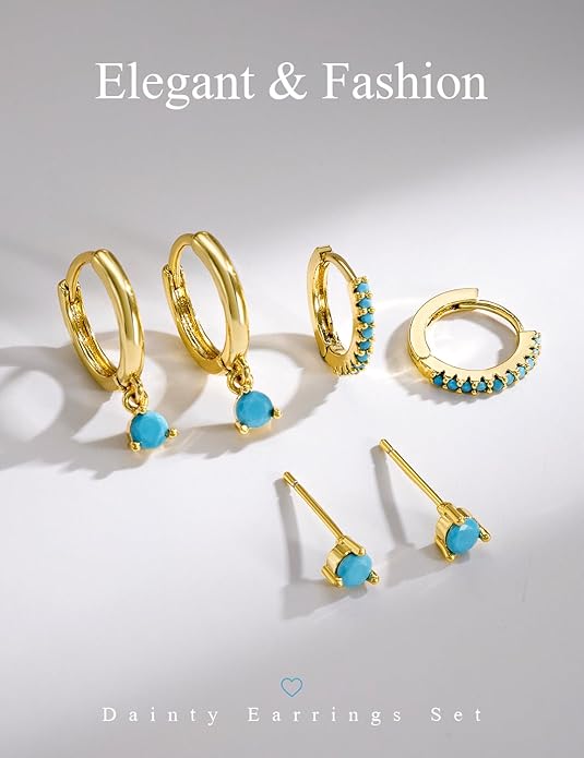 Freekiss 3 Pairs Gold Hoop Earrings Set: Dainty Stud Earrings Trendy Small 14K Gold Plated Hypoallergenic Dangle Cartilage Huggie Hoop Earrings for Women Gold Jewelry for Women Gifts