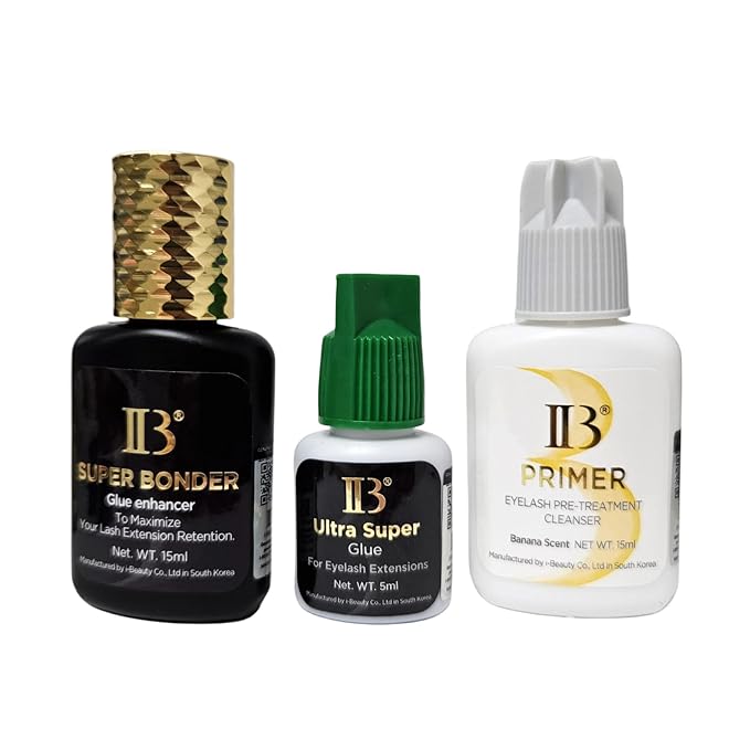 3 Bottles Korea i-Beauty IB Ultra Super Glue/Pirmer/Super Bonder Eyelash Extensions Glue Green Cap Adhesive Black Beauty Tools Professional Salon Use by Lava