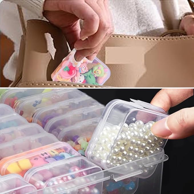 Bead Storage Containers, 92 Clear Plastic Bead Organizer Box With Hinged Lid,Bracelet Making DIY Jewelry Craft Nails, Bracelets, Jewelry, Diamonds, Clay Beads, Screws,1.7x1.38x0.8Inch