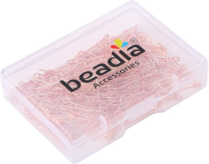 Rose Gold Plated Open Eye Pins Non Tarnish 20mm 200pcs for Jewelry Making Findings