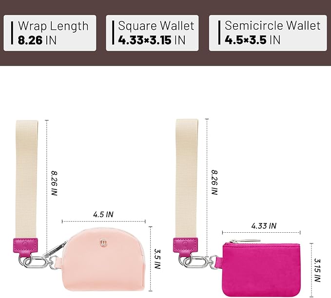 Keychain Wallet Mini Zip Around Wristlet Wallets for Women Detachable Dual Pouch Wristlet Portable Coin Purse Small Wallets