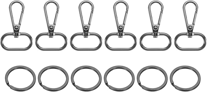 uxcell 12 Pcs Swivel Clasp Hook, 0.98" Purse Snap Clasps Detachable for Bag, Grey