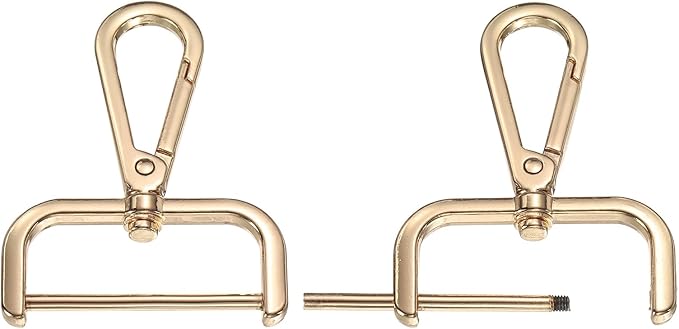 PATIKIL 1.5 Inch Swivel Clasp Hooks, 2 Pcs Detachable Snap Hook Swivel Lobster Claw Clasps with Screw Bar for Bag Strap Purse Lanyard DIY Craft Hardware, Light Gold