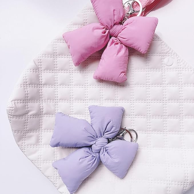Pink Bow Keychain Bag Charms Y2K Bowknot Plaid Keychains Coquette Aesthetic Purse Handbag Backpacks Charms