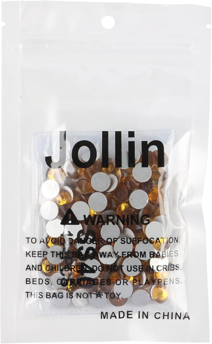 Jollin Glue Fix Crystal Flatback Rhinestones Glass Diamantes Gems for Nail Art Crafts Decorations Clothes Shoes(ss40 144pcs, Topaz)