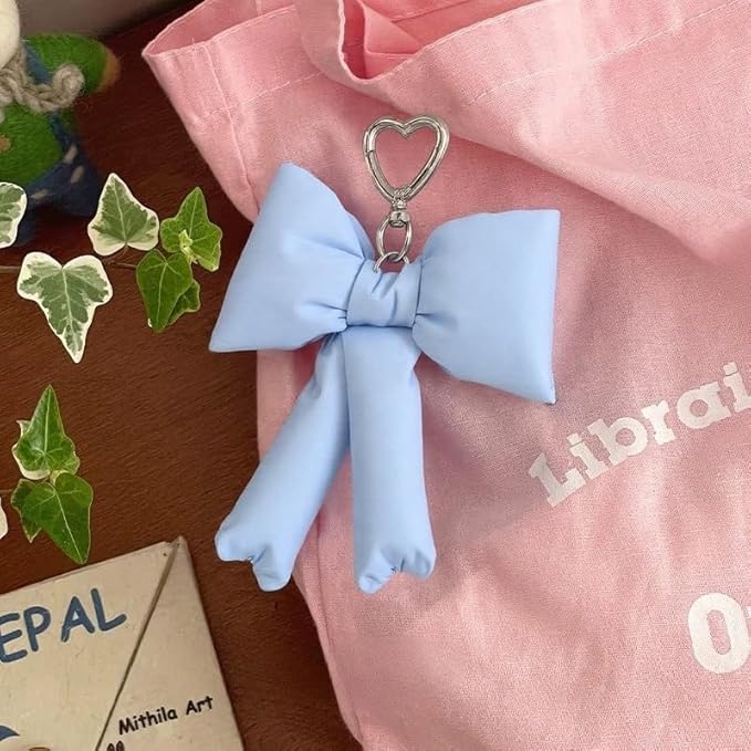 Pink Bow Keychain Bag Charms Y2K Bowknot Plaid Keychains Coquette Aesthetic Purse Handbag Backpacks Charms
