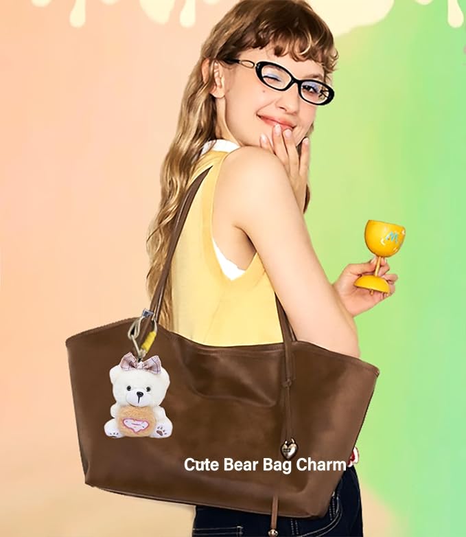 Cute Key Chain Plush Bear Bag Charm Teddy Bear Keychain Gift For Handbag,Purse, Backpack, Car Keys