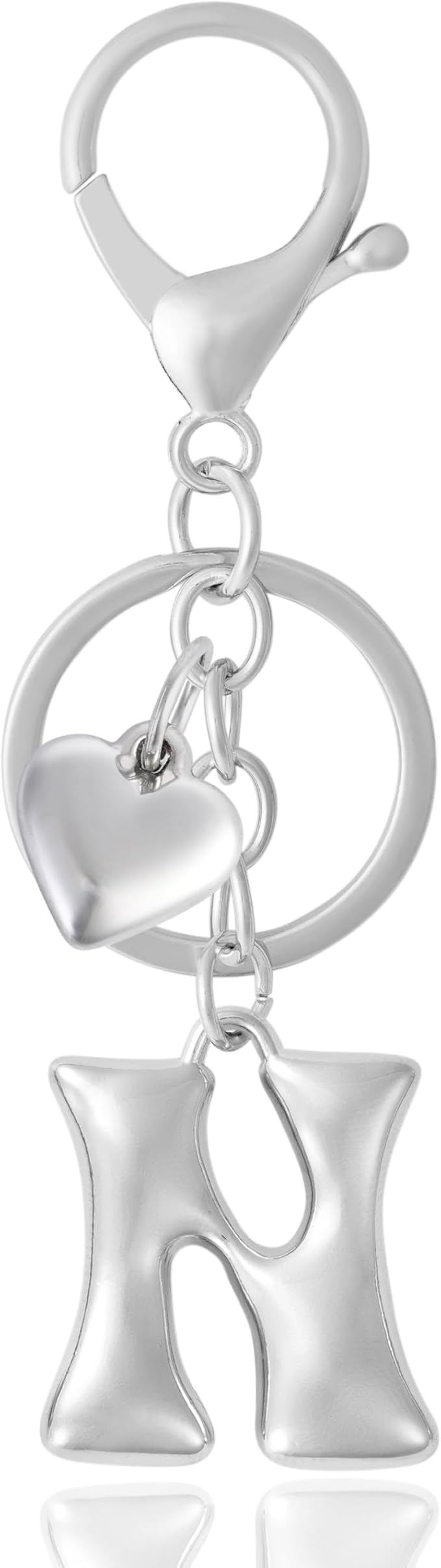 Heart Bubble Letter Keychain for Women, Girls - Cute Keychain with Initial - Alphabet Keychain for Bag Charm, Handbag